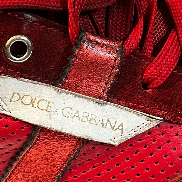 Dolce & Gabbana Shark-teeth Soles Sz 11 Low-top Sneaker Red Men Logo - Picture 7 of 12